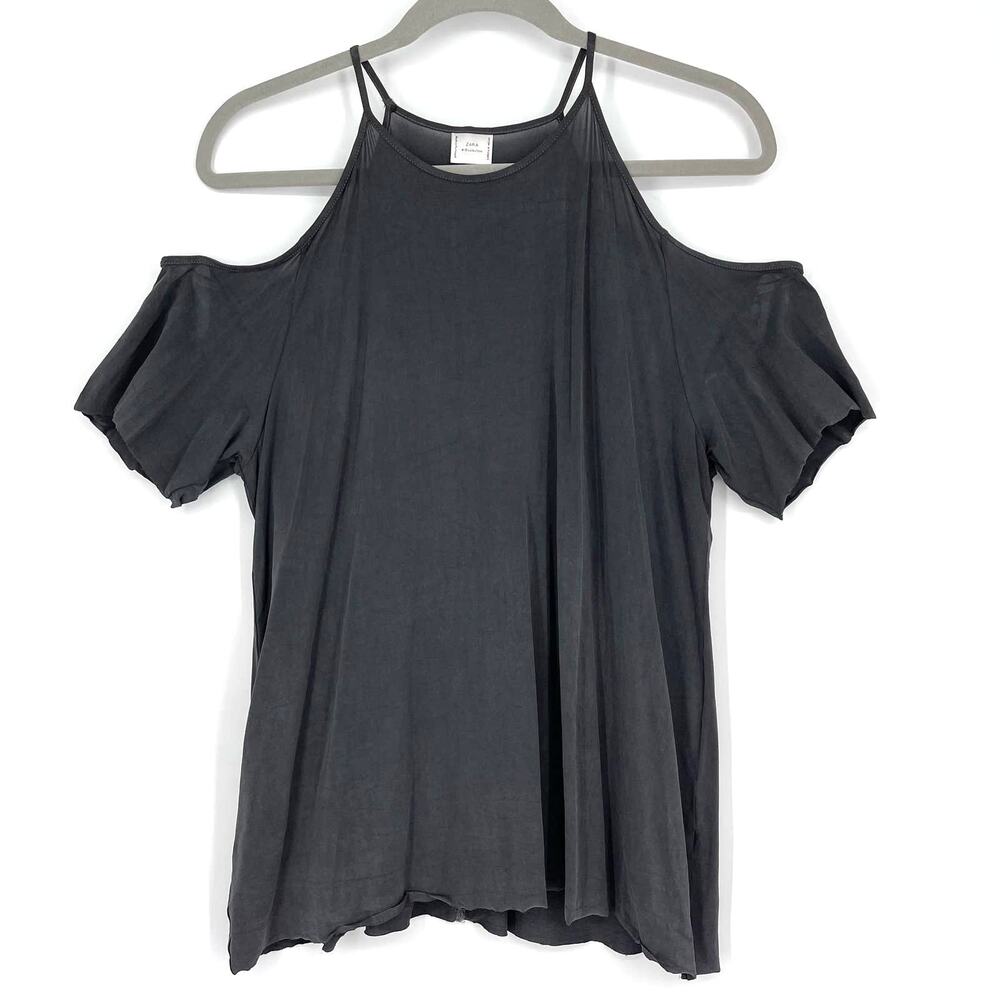 Zara W/B Collection Gray Cold Shoulder Top Medium‎